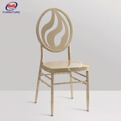 Fire Pattern Rose Gold Metal Wedding Chiavari Chair With cushion Champagne Color
