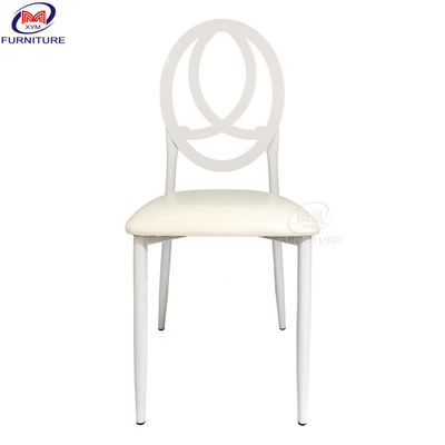 Stackable Cushion Wedding Dining Chair Iron White Back With Cushion Metal Phoenix Bamboo Chair