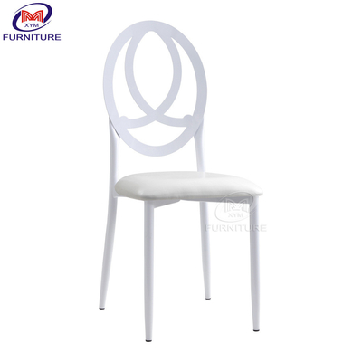 Stackable Cushion Wedding Dining Chair Iron White Back With Cushion Metal Phoenix Bamboo Chair